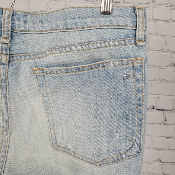 Rag & Bone Blue The Dre Distressed Light Wash Mid Rise Jeans USA Size 28 (33x31) - Picture 6 of 16